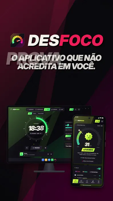 Trecho do anúncio do Desfoco com o app no celular e no computador