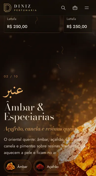 A família Âmbar e Especiarias, com a sua cor e as notas que a definem